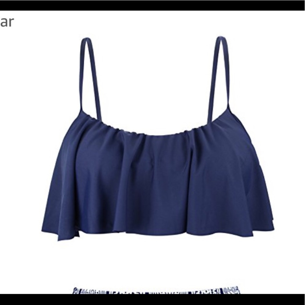 Navy Blue ruffle bikini top